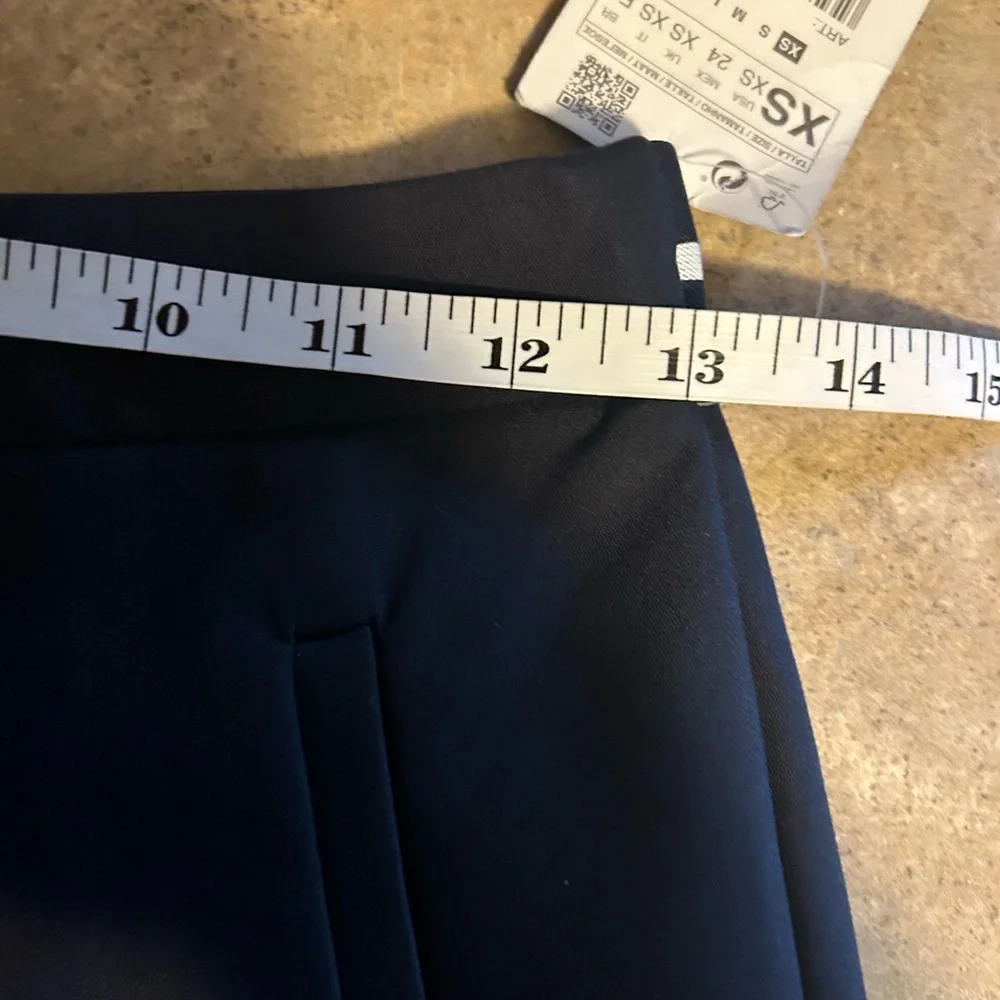 Zara pants - navy straight leg ankle length elastic back NWT - Picture 9 of 11